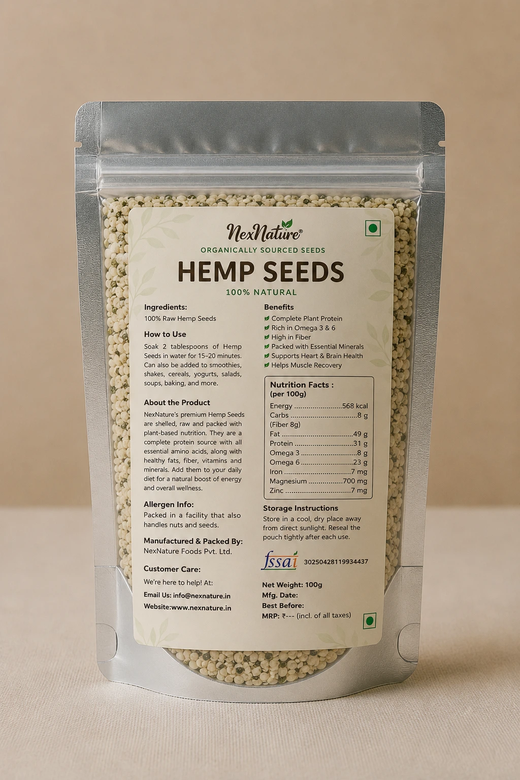 Hemp seeds organic from nexnature